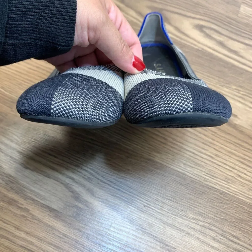ROTHY’S The Flat Round Toe‎ Shoes Black Gray Plaid Womens Size 10 Slip On
